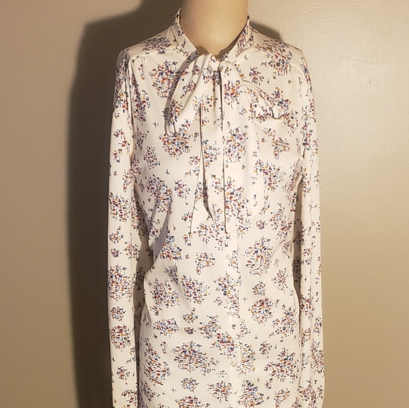 1970s Vintage Floral Button Down Blouse SZ LG - Picture 1 of 4